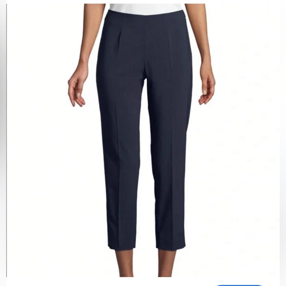PIAZZA SEMPIONE Audrey Stretch-Cotton Cropped Navy Size M